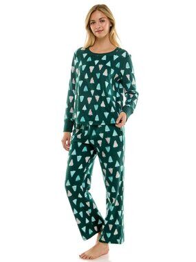 T2. Roudelain Women's 2-Piece Printed Long-Sleeve Top and Straight Leg Pants